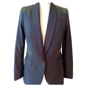 Haute Hippie Chic Black Blazer with GOLD LACE NWT